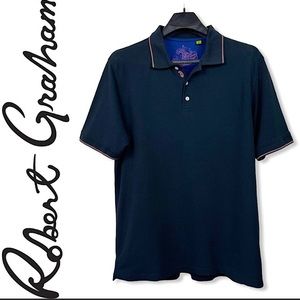 Robert Graham men’s black cotton polo shirt L